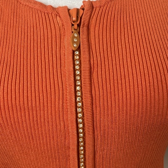 BELLDINI Orange blinged Zip-Front Ribbed Tank Top XL y2k going out top b… - Picture 3 of 5